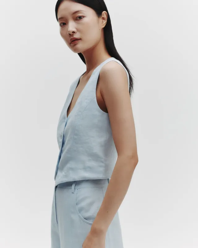 Kiki's Vest in Washed Linen sold by TWP CLOTHING