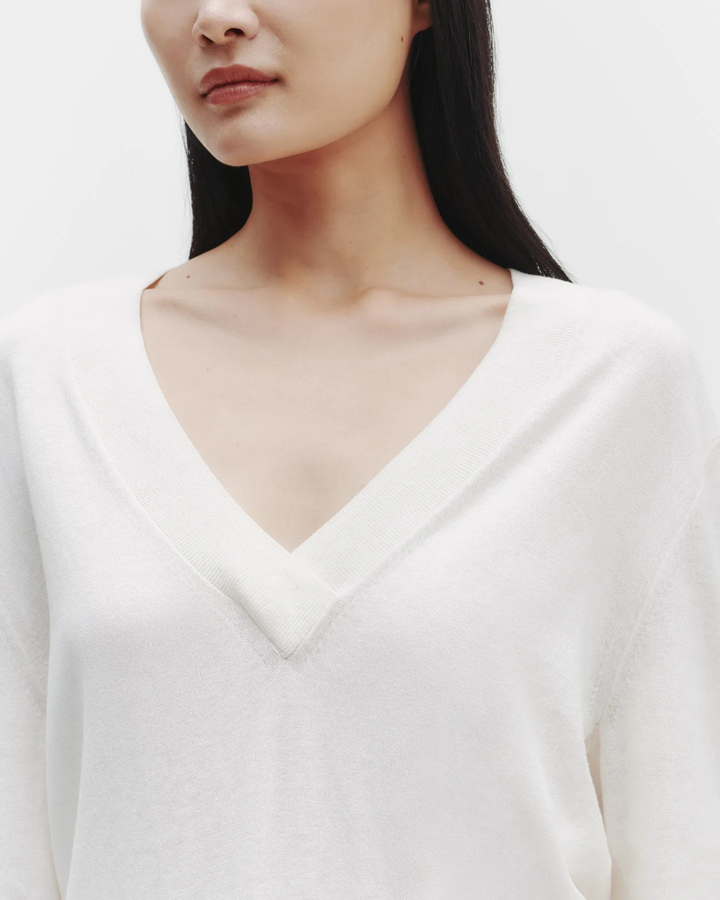 Perfect Deep V Sweater in Cotton Viscose sold by TWP CLOTHING