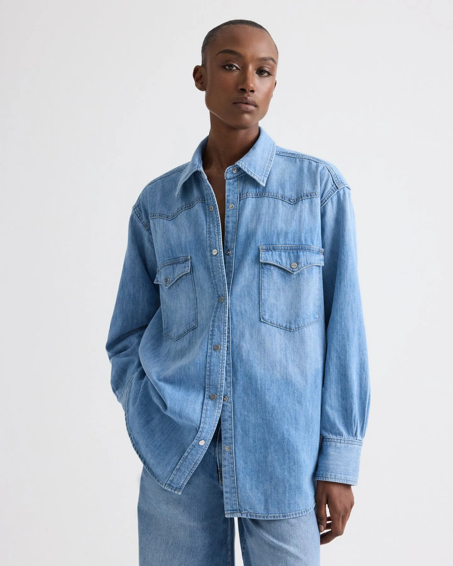 OG Supersized Ranchers Shirt in Denim Shirting sold by TWP CLOTHING