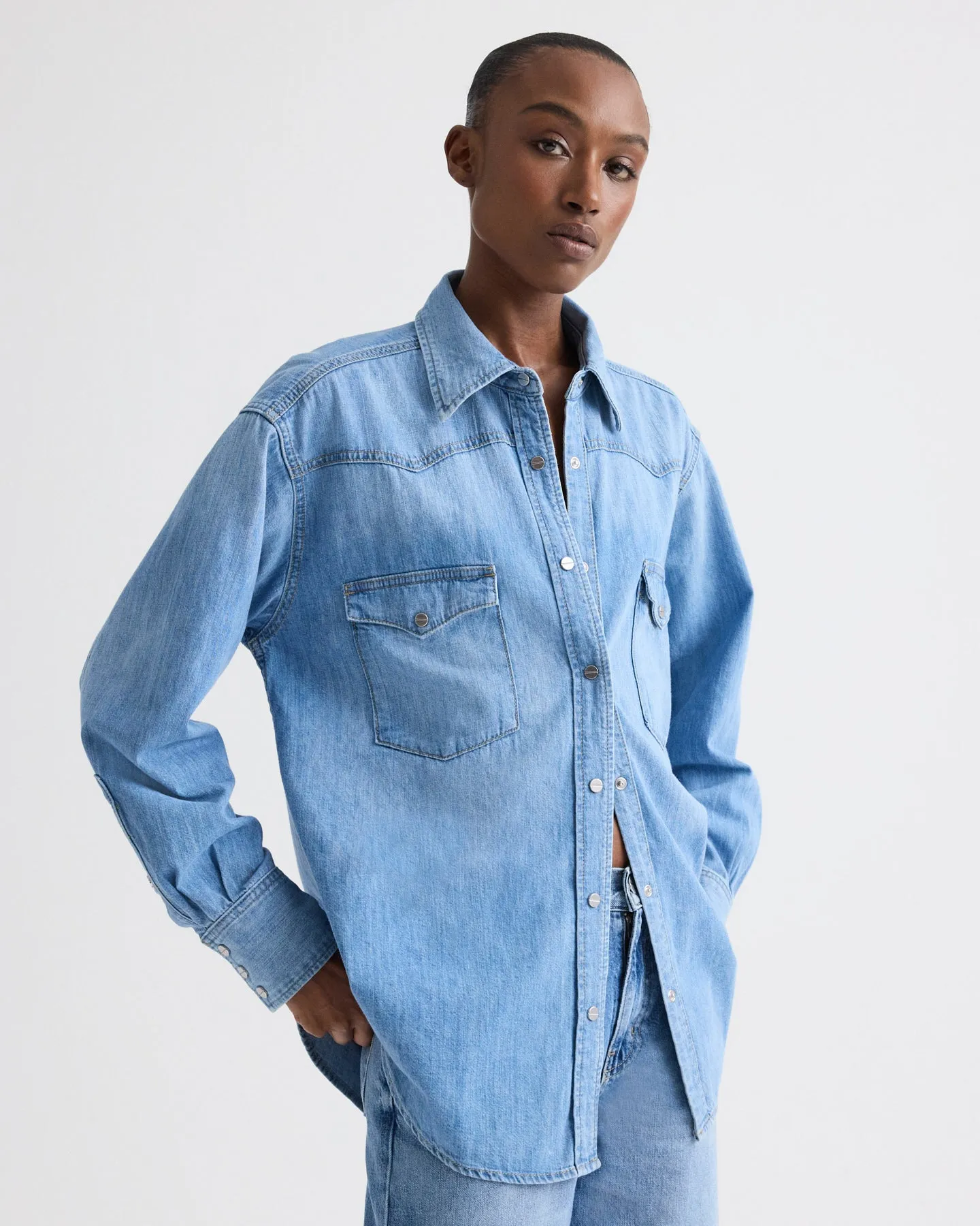 OG Supersized Ranchers Shirt in Denim Shirting sold by TWP CLOTHING product image thumbnail 4