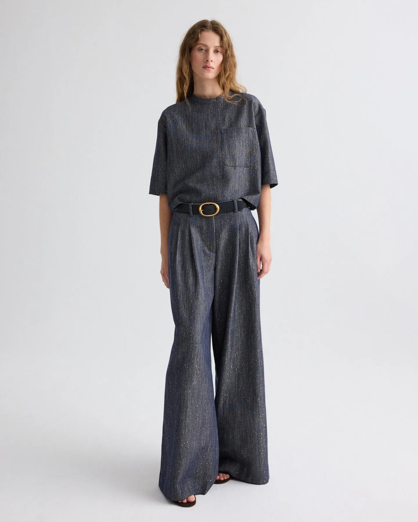 Avery Pant in Sequined Denim sold by TWP CLOTHING