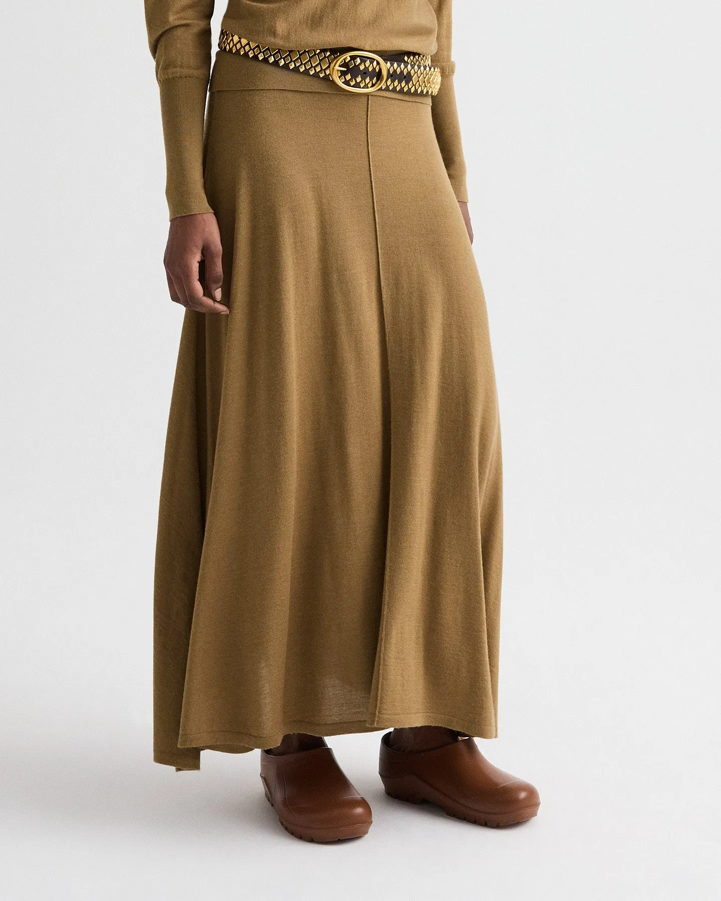 Handkerchief Hem Skirt with Wide Waistband in Fine Wool Silk sold by TWP CLOTHING product image thumbnail 3