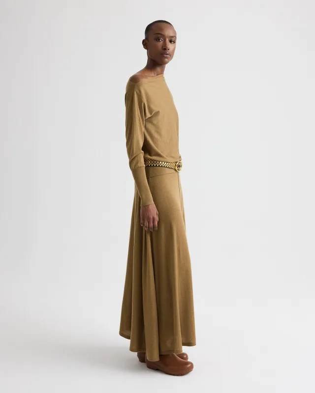 Handkerchief Hem Skirt with Wide Waistband in Fine Wool Silk made by TWP CLOTHING