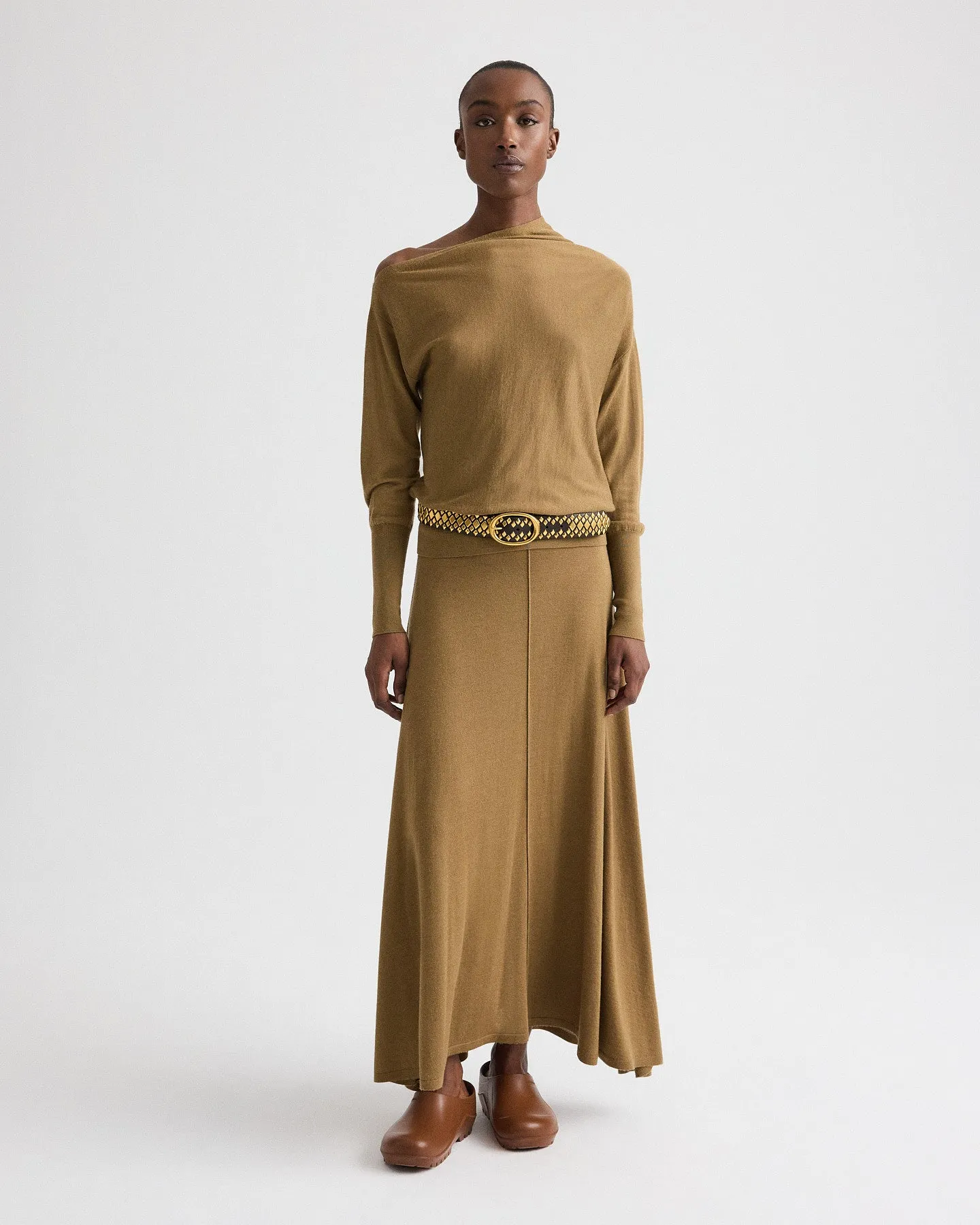 Handkerchief Hem Skirt with Wide Waistband in Fine Wool Silk sold by TWP CLOTHING product image thumbnail 2