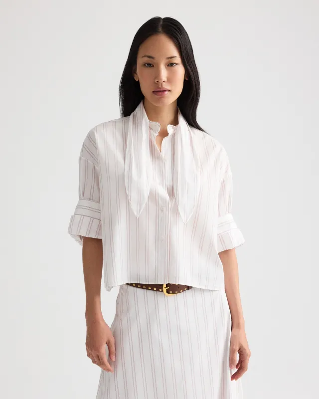 Tie One On Shirt in Drop Needle Double Stripe made by TWP CLOTHING