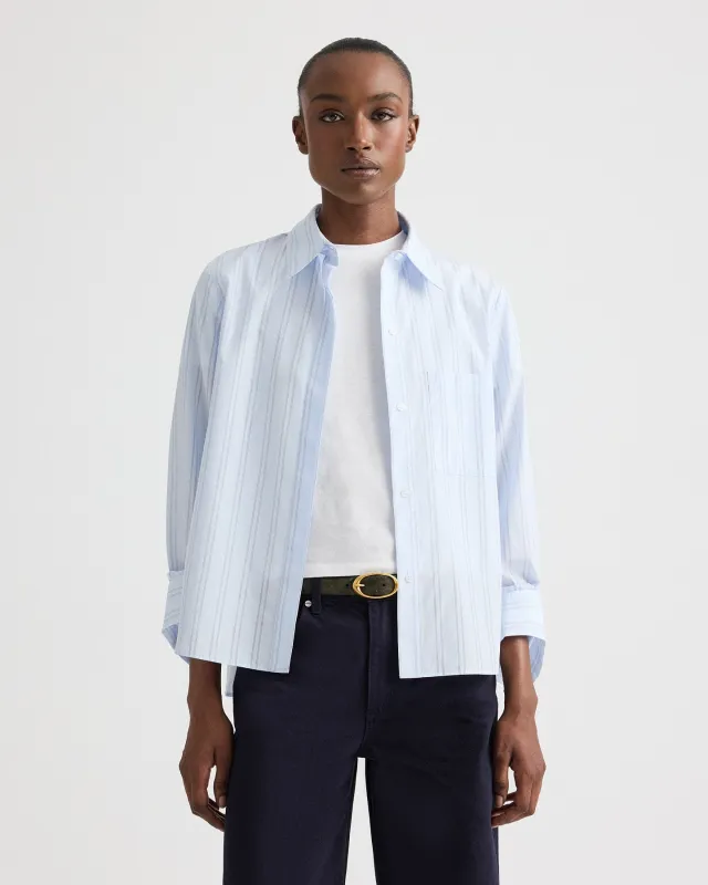 Boyfriend Shirt in Drop Needle Double Stripe made by TWP CLOTHING