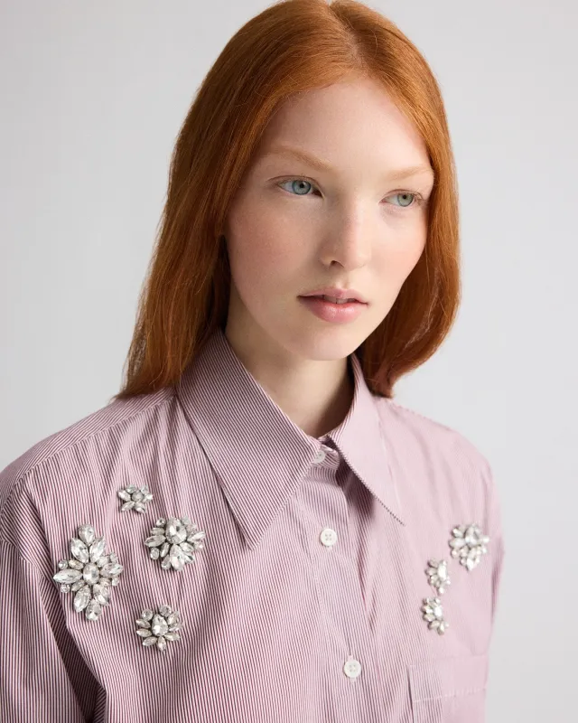 J.D. Shirt with Crystals in Superfine Mini Stripe made by TWP CLOTHING