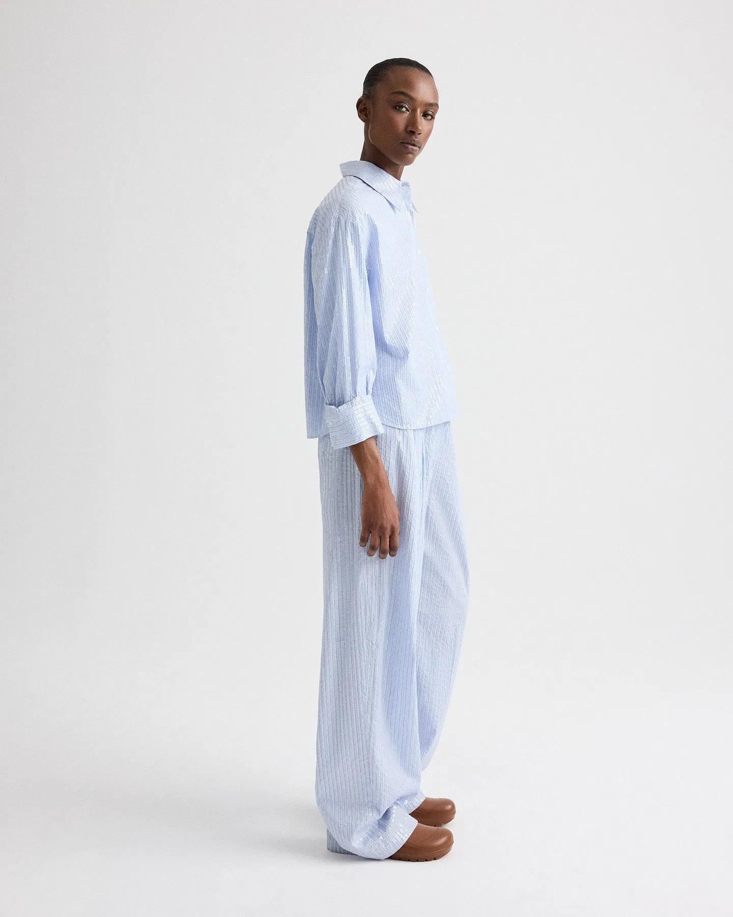 J.D. Shirt in Micro Triple Stripe sold by TWP CLOTHING product image thumbnail 4