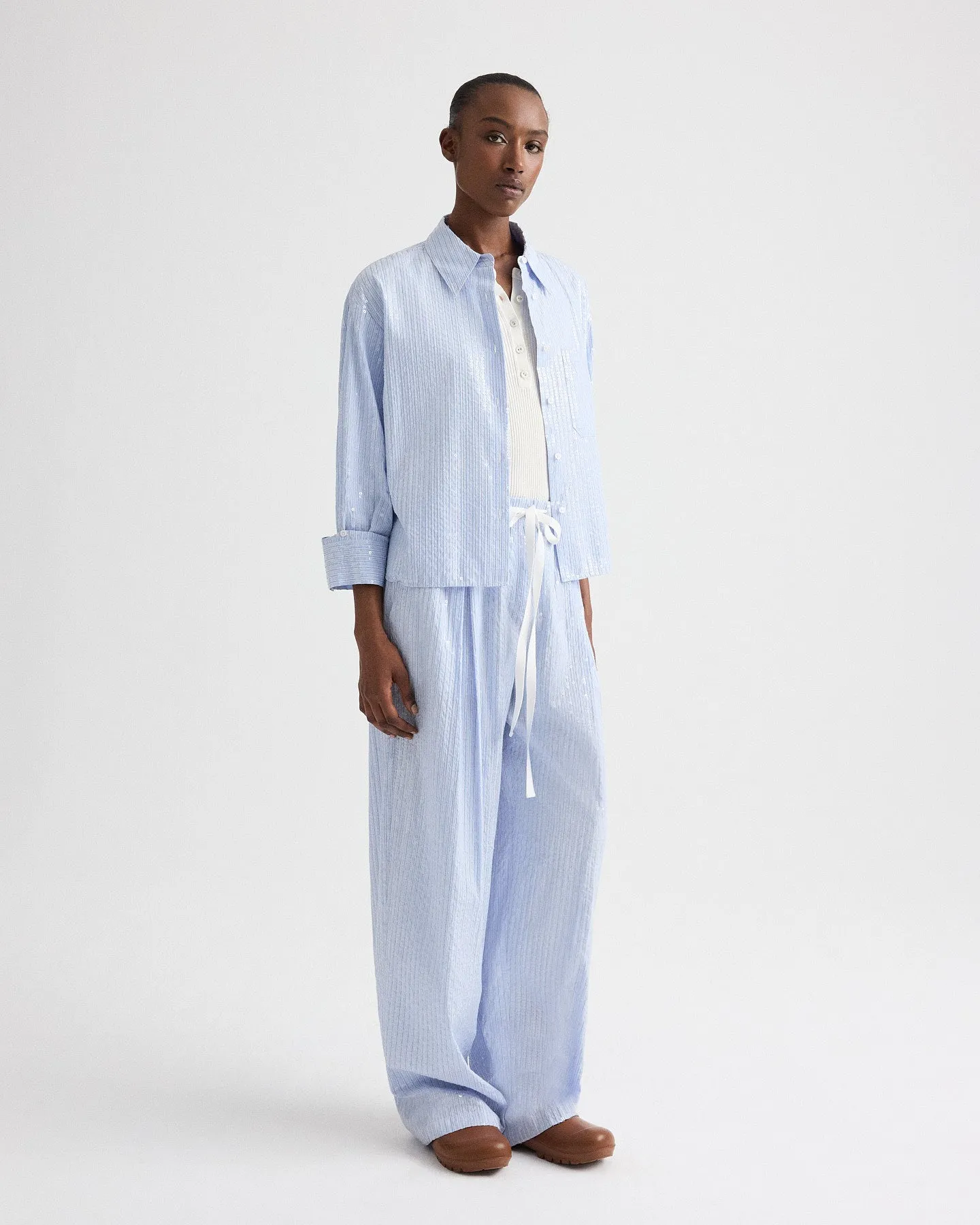 J.D. Shirt in Micro Triple Stripe sold by TWP CLOTHING product image thumbnail 3