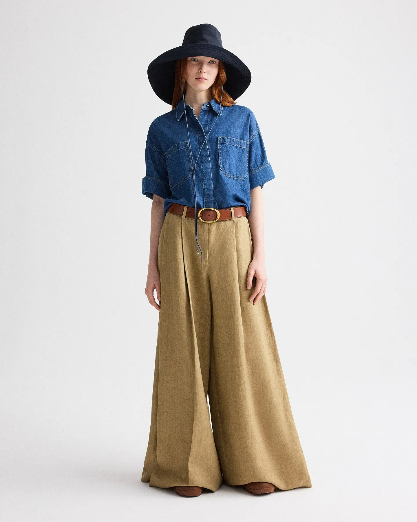 Crosby St Pant in Plain Weave Linen sold by TWP CLOTHING