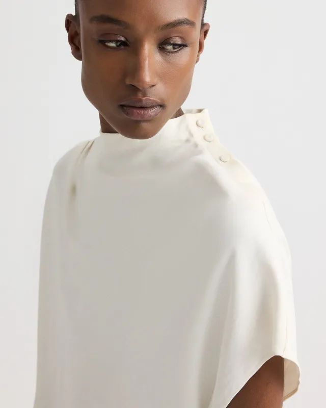 Mock Neck Tee in Coated Viscose Linen made by TWP CLOTHING