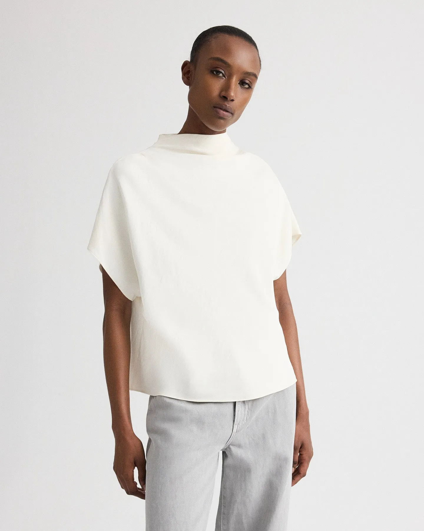 Mock Neck Tee in Coated Viscose Linen sold by TWP CLOTHING product image thumbnail 2