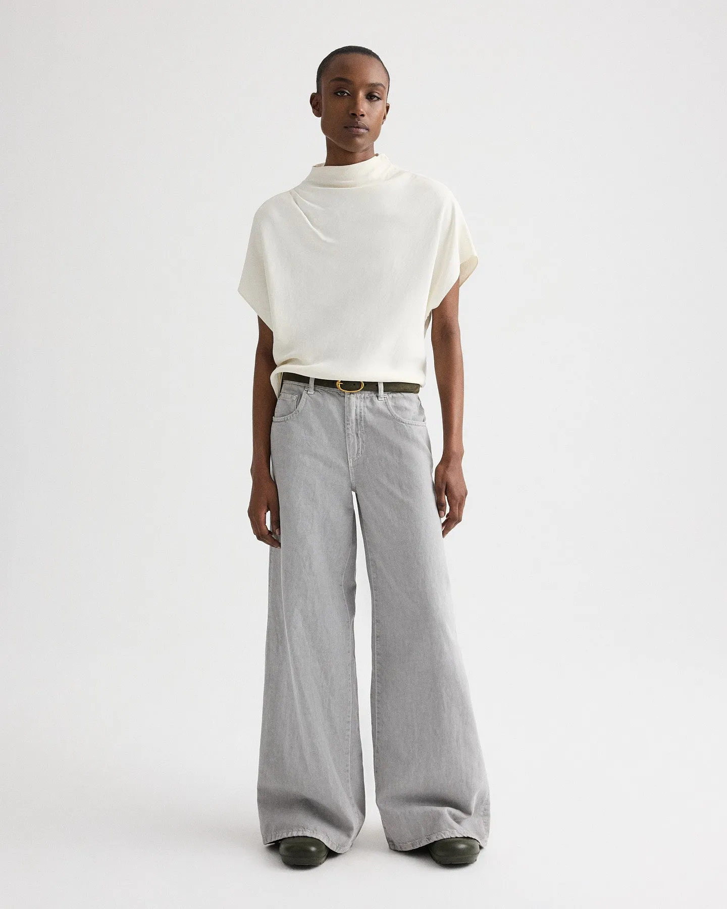 Mock Neck Tee in Coated Viscose Linen sold by TWP CLOTHING product image thumbnail 3