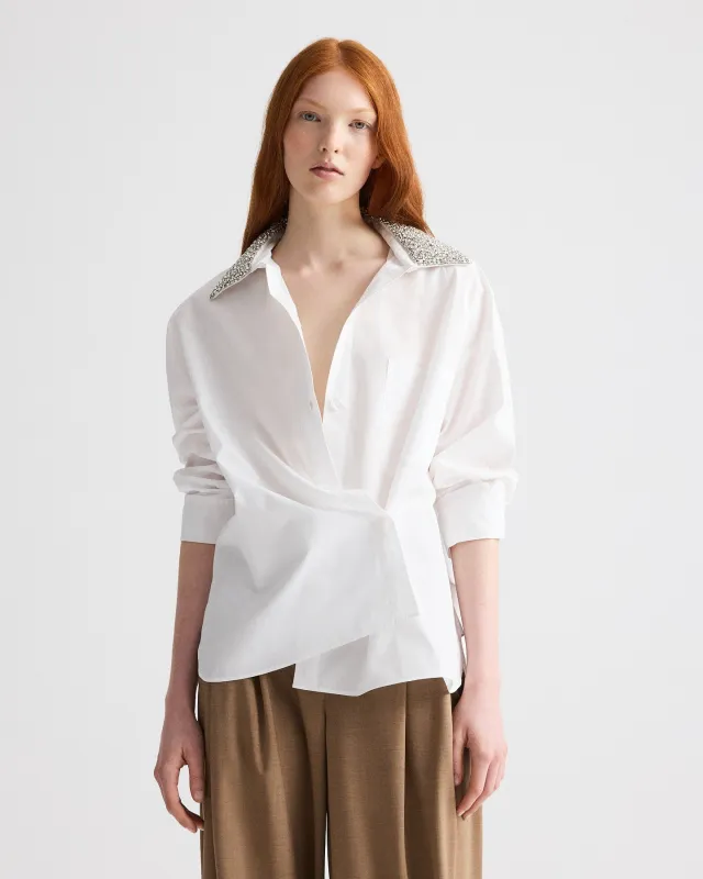 New Earl Shirt with Crystal Collar in Cotton Shirting made by TWP CLOTHING