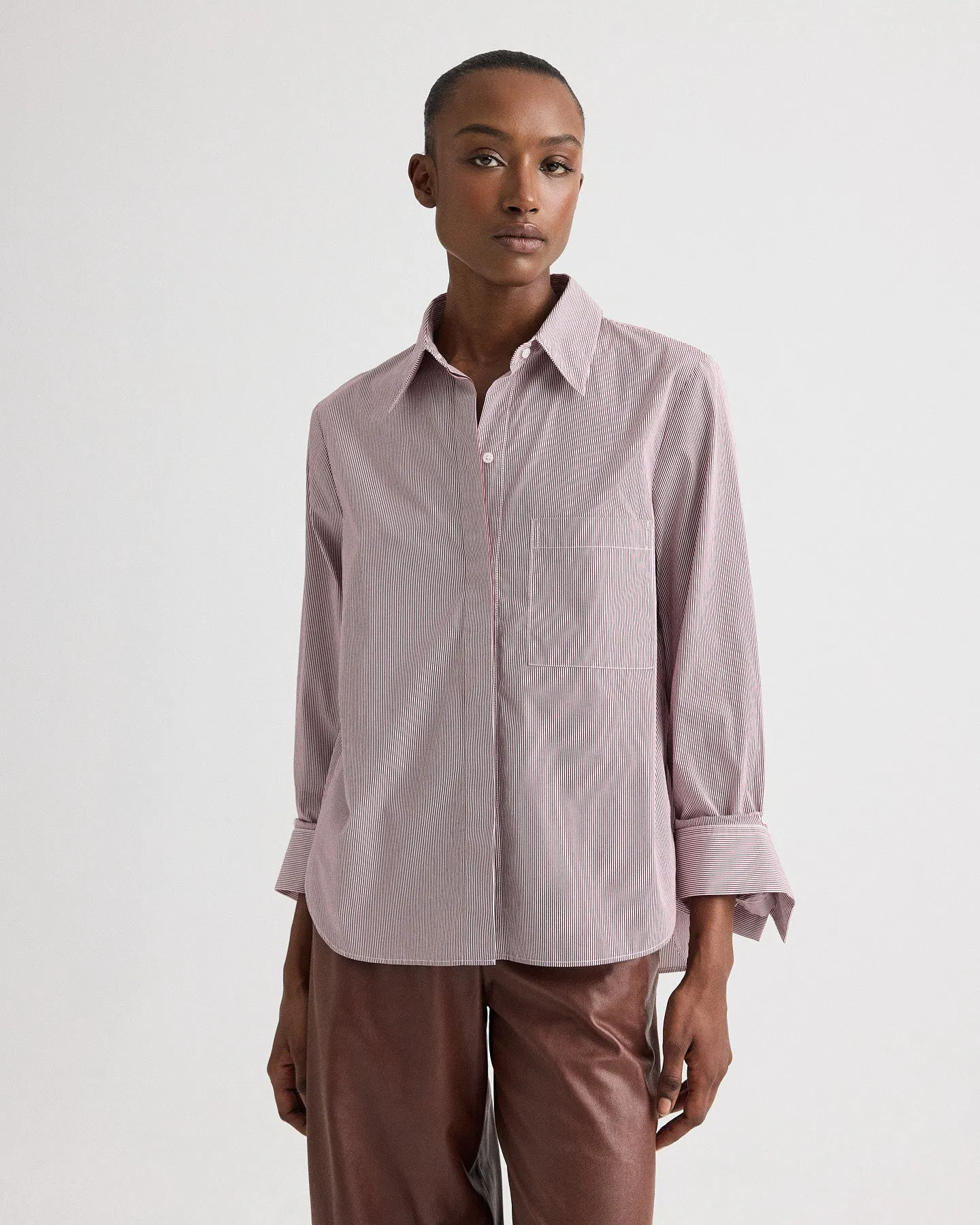 Boyfriend Shirt in Superfine Mini Stripe sold by TWP CLOTHING