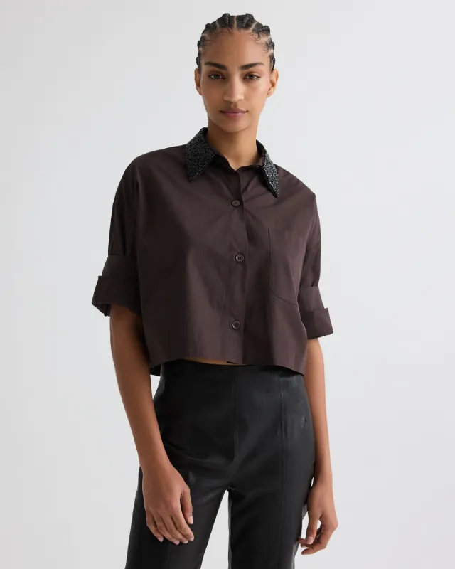 Next Ex Shirt with Crystal Collar in Super Compact Poplin made by TWP CLOTHING