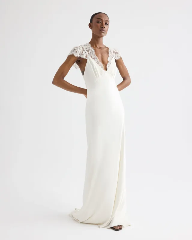 Lace Gown in Silk Charmeuse made by TWP CLOTHING