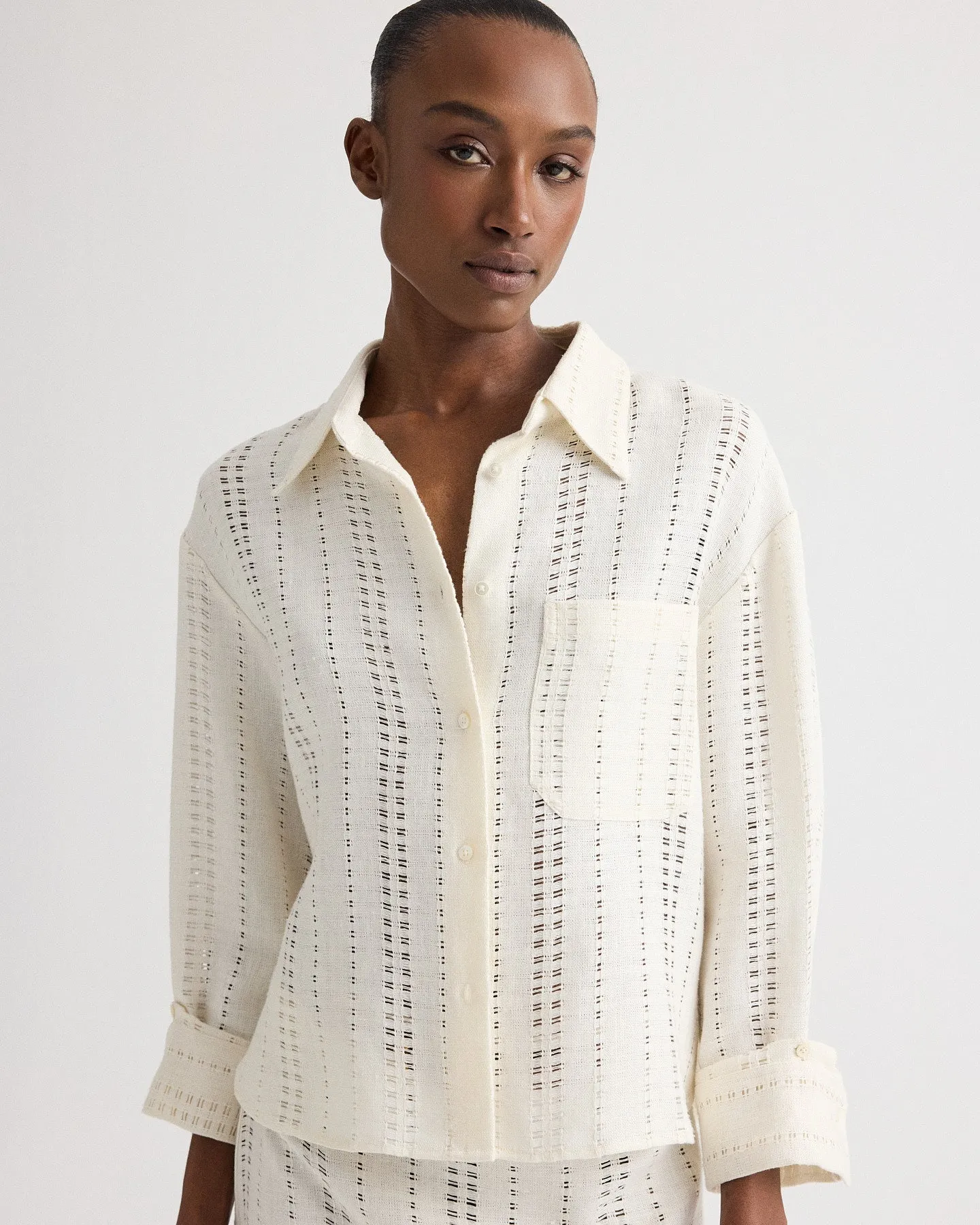 J.D. Shirt in Ladder Weave Linen sold by TWP CLOTHING product image thumbnail 2