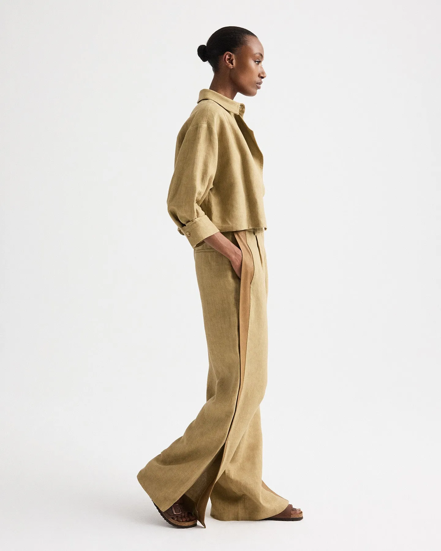 Slim A Pant with Lip Tux in Plain Weave Linen sold by TWP CLOTHING product image thumbnail 4