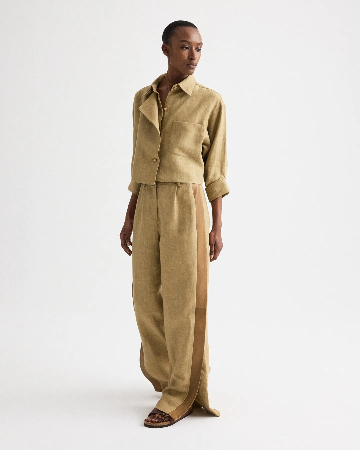 Slim A Pant with Lip Tux in Plain Weave Linen sold by TWP CLOTHING product image thumbnail 3