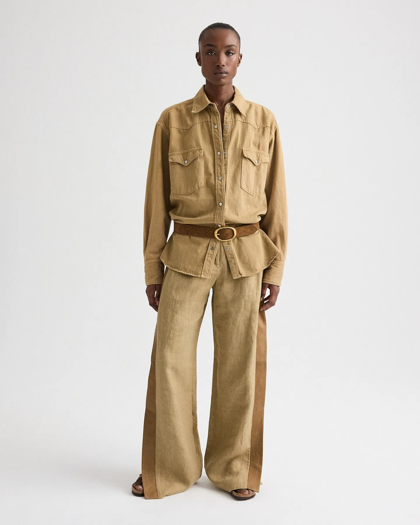 Slim A Pant with Lip Tux in Plain Weave Linen sold by TWP CLOTHING