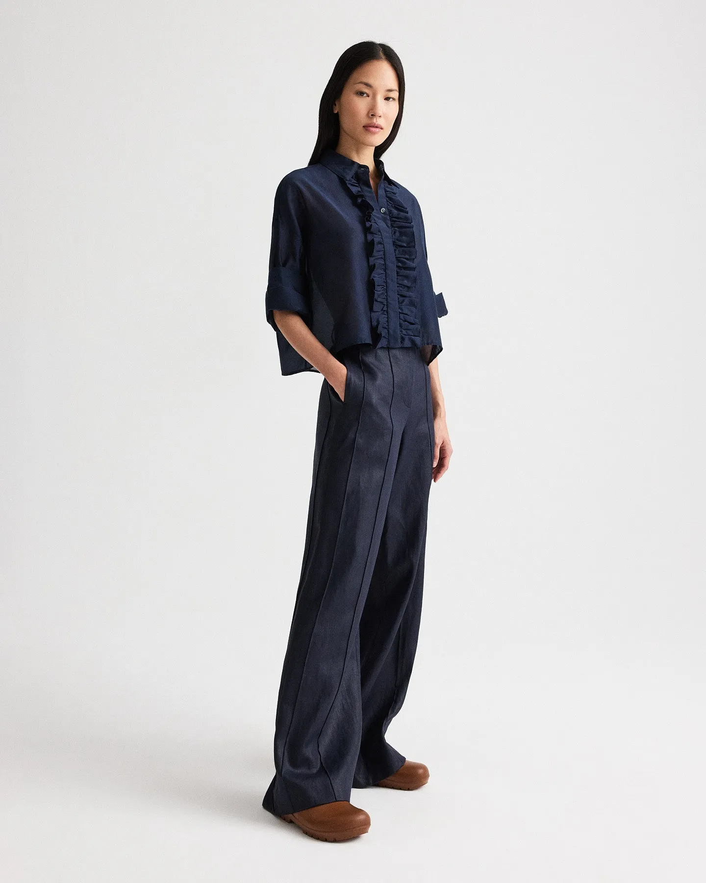 Next Ex Shirt with Ruffle in Cotton Silk Organza sold by TWP CLOTHING product image thumbnail 4