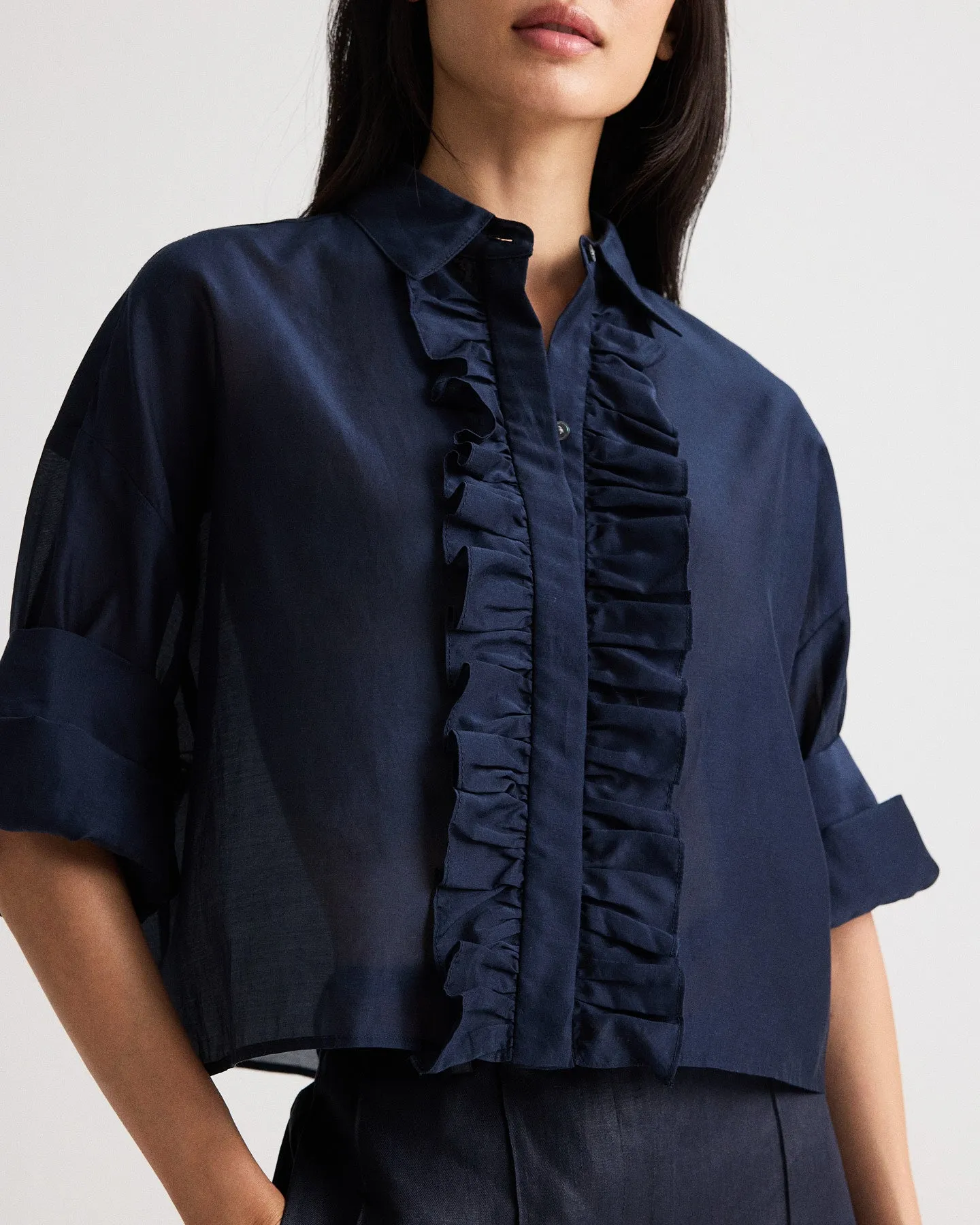Next Ex Shirt with Ruffle in Cotton Silk Organza sold by TWP CLOTHING product image thumbnail 2