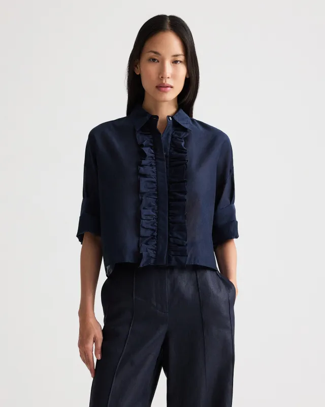 Next Ex Shirt with Ruffle in Cotton Silk Organza made by TWP CLOTHING