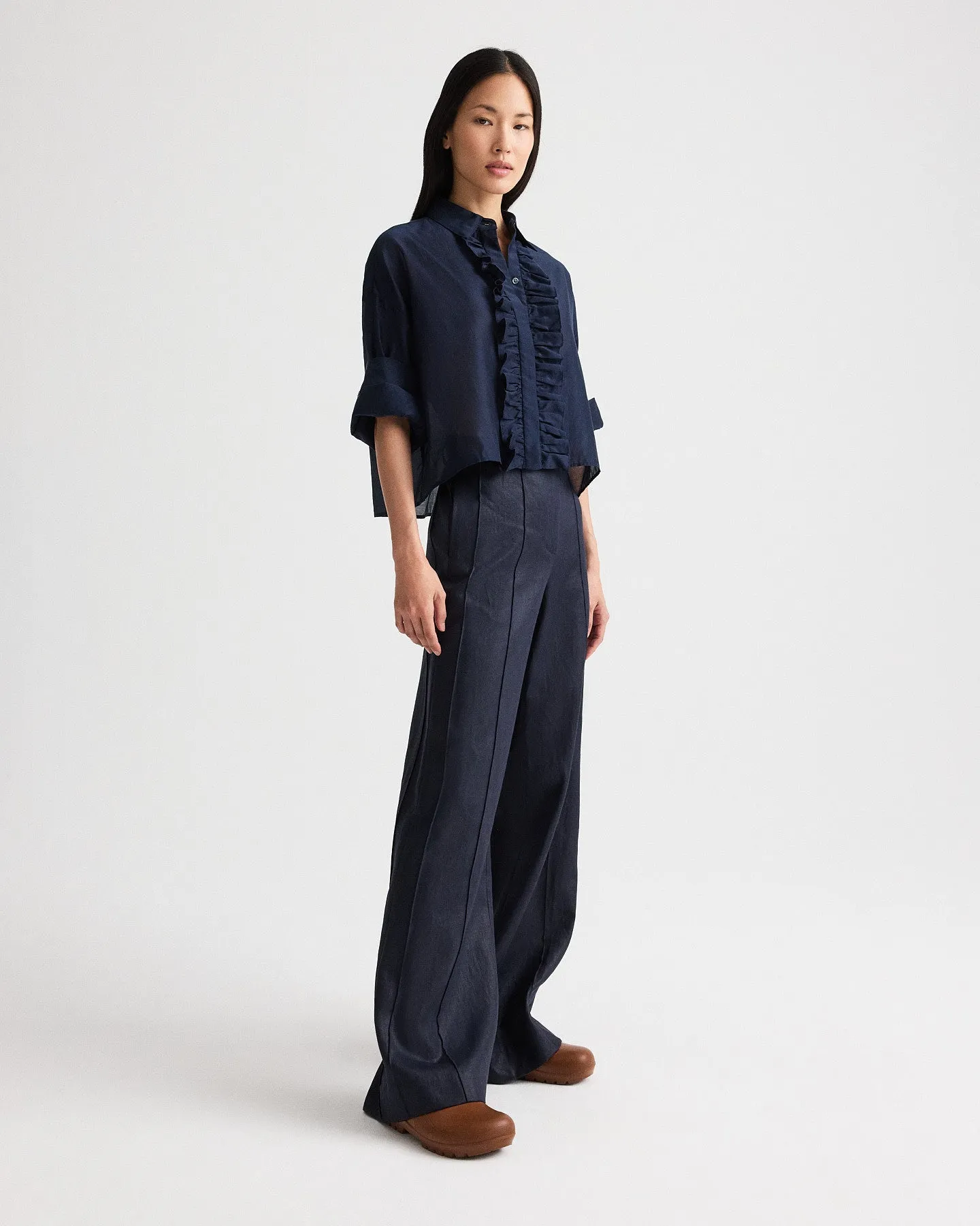 Bond St Pant in Chintzed Linen sold by TWP CLOTHING