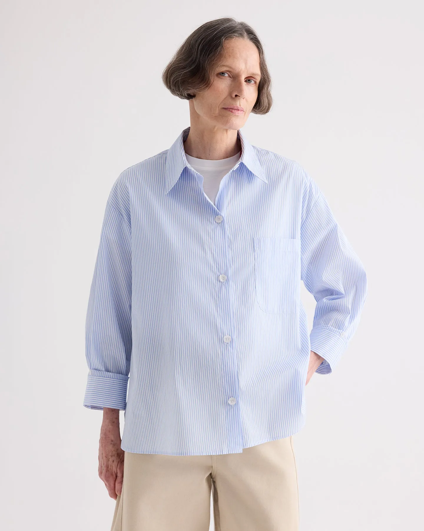 Newest Earl Shirt in Mini Banker Stripe sold by TWP CLOTHING product image thumbnail 2