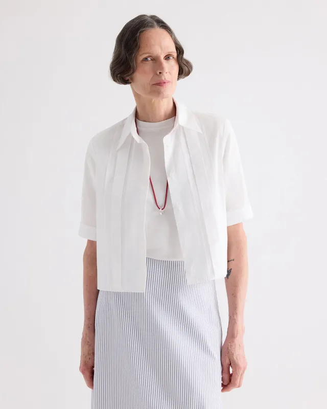 Short Lived Shirt with Pleated Placket in Super Compact Poplin made by TWP CLOTHING