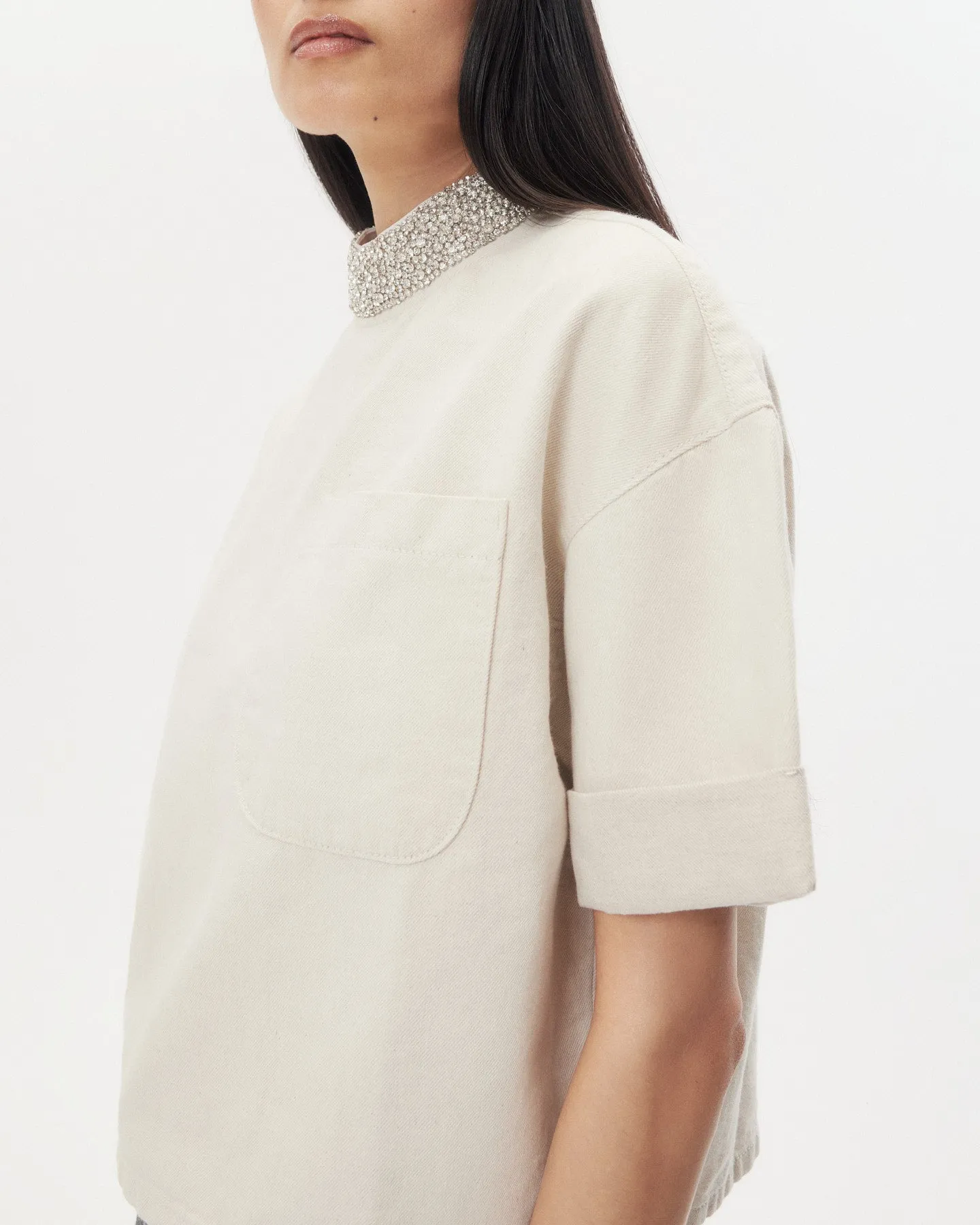 Ex T With Crystal Collar in Japanese Denim sold by TWP CLOTHING product image thumbnail 2