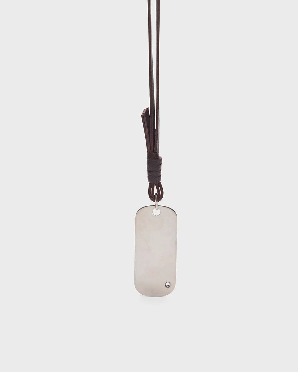 Metal Stone Mirror Necklace in Leather and Silver sold by TWP CLOTHING product image thumbnail 3