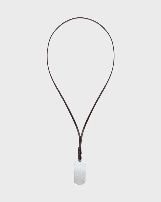 Metal Stone Mirror Necklace in Leather and Silver made by TWP CLOTHING
