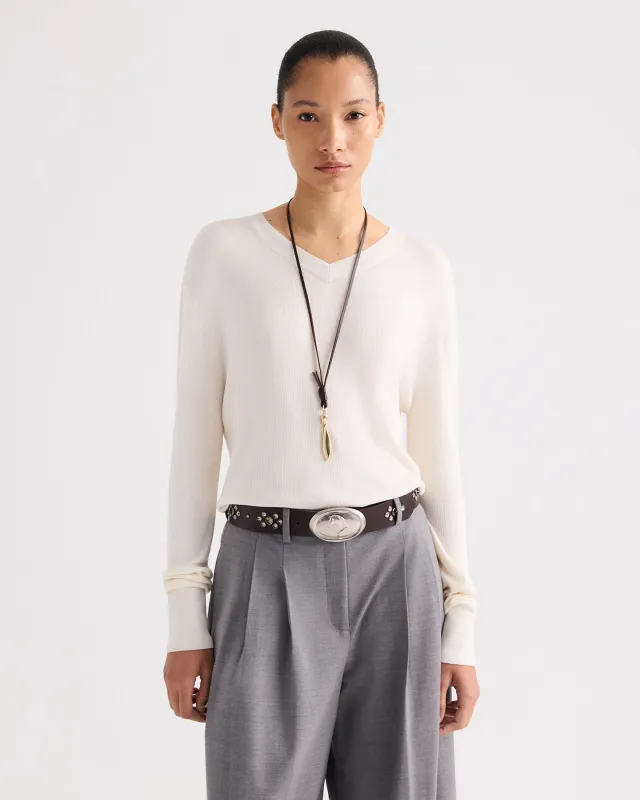 Second Skin V Sweater in Viscose Silk made by TWP CLOTHING