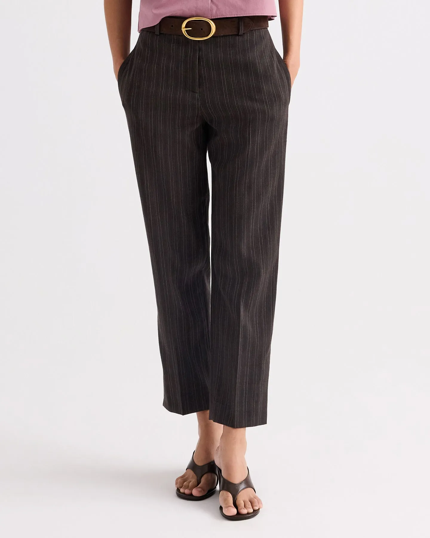 Roberts Pant in Refined Pinstripe Viscose Wool Suiting sold by TWP CLOTHING product image thumbnail 2