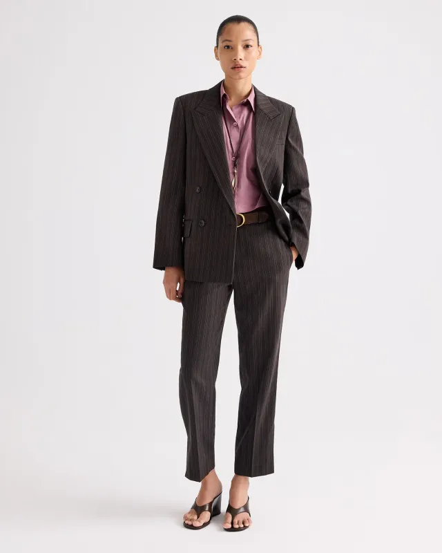 Roberts Pant in Refined Pinstripe Viscose Wool Suiting made by TWP CLOTHING