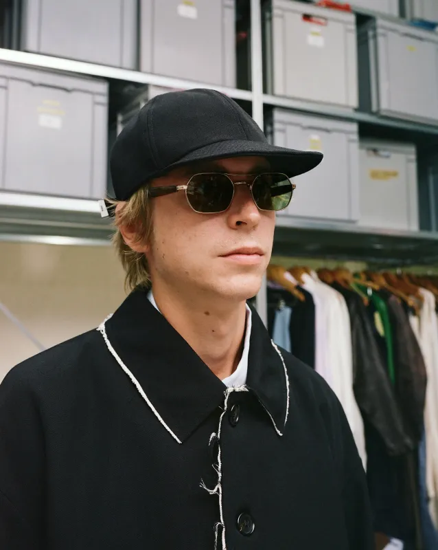 CF.GP Back Satin Gabardine 6 Panel Cap black made by Camiel Fortgens