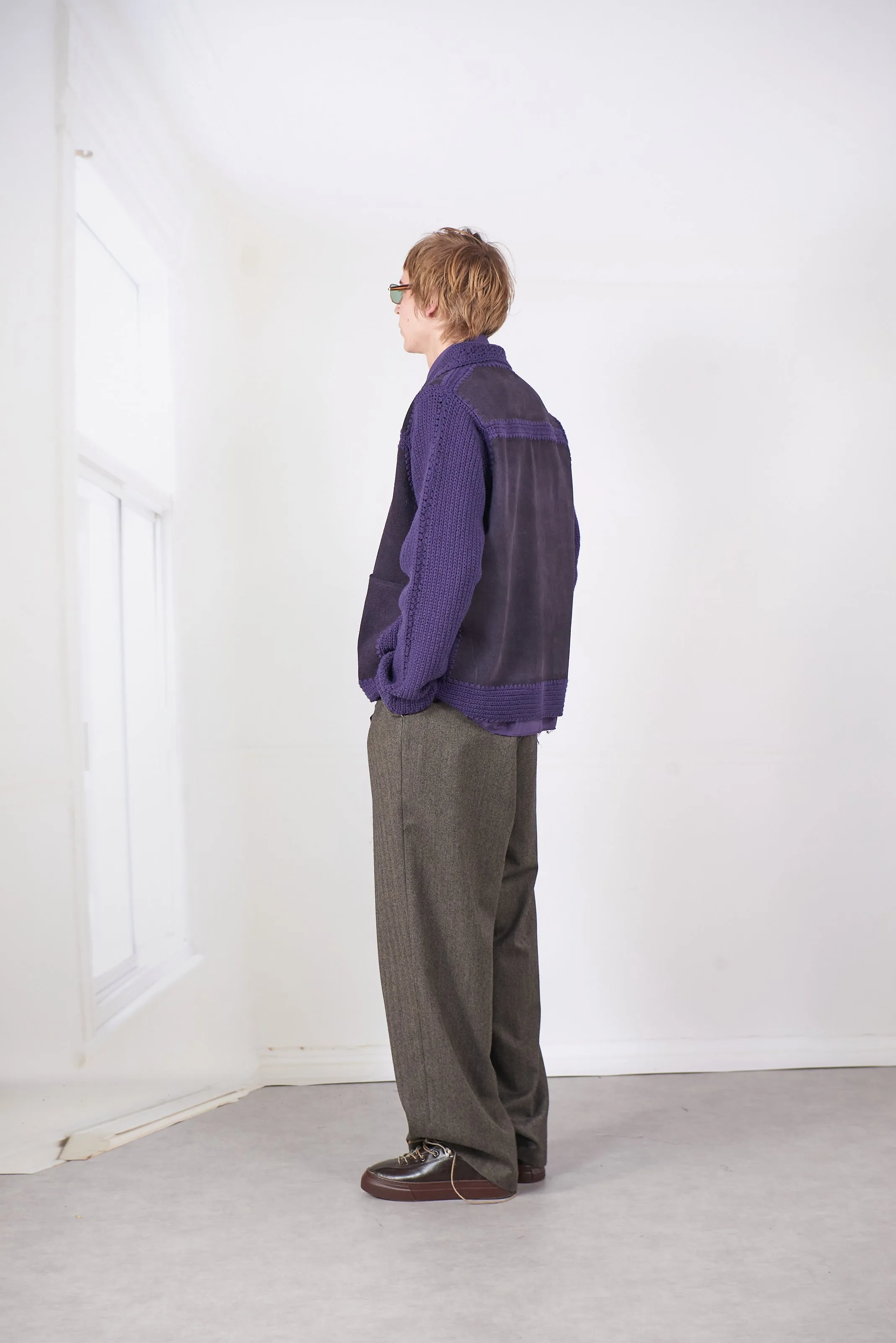 CF.20.09.07.01 CROCHET/SUEDE JACKET purple sold by Camiel Fortgens Mens product image thumbnail 2