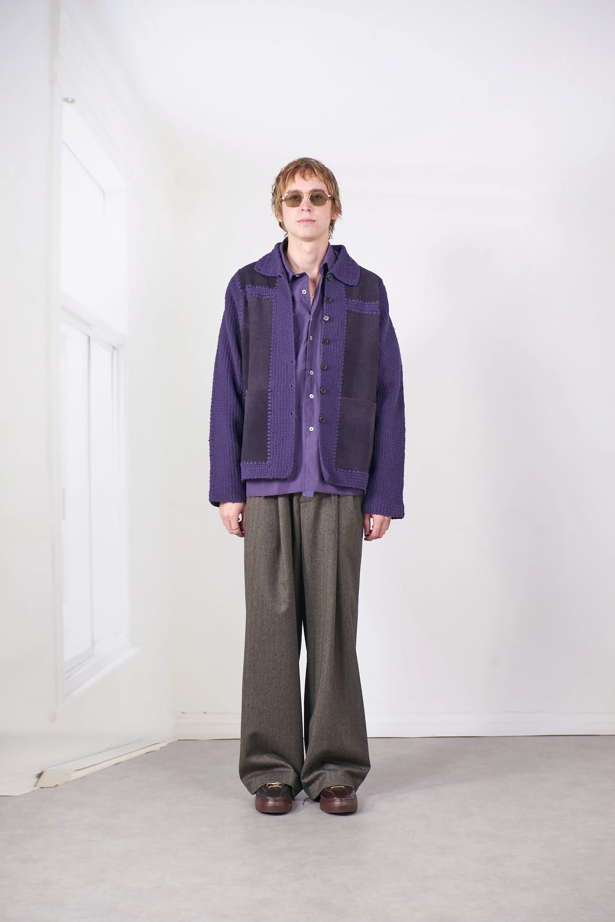 CF.20.09.07.01 CROCHET/SUEDE JACKET purple sold by Camiel Fortgens Mens product image thumbnail 3