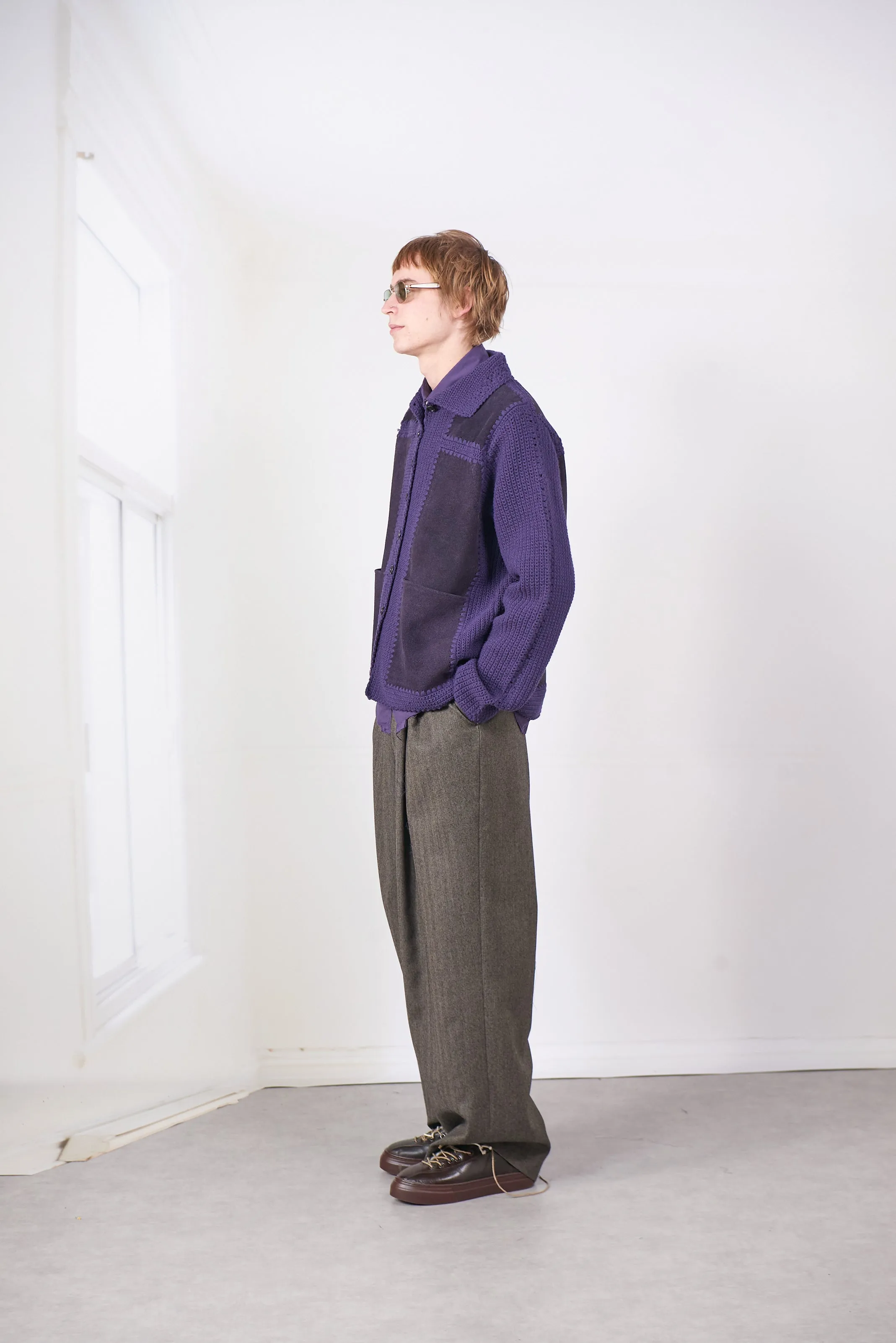 CF.20.09.07.01 CROCHET/SUEDE JACKET purple sold by Camiel Fortgens Mens product image thumbnail 4