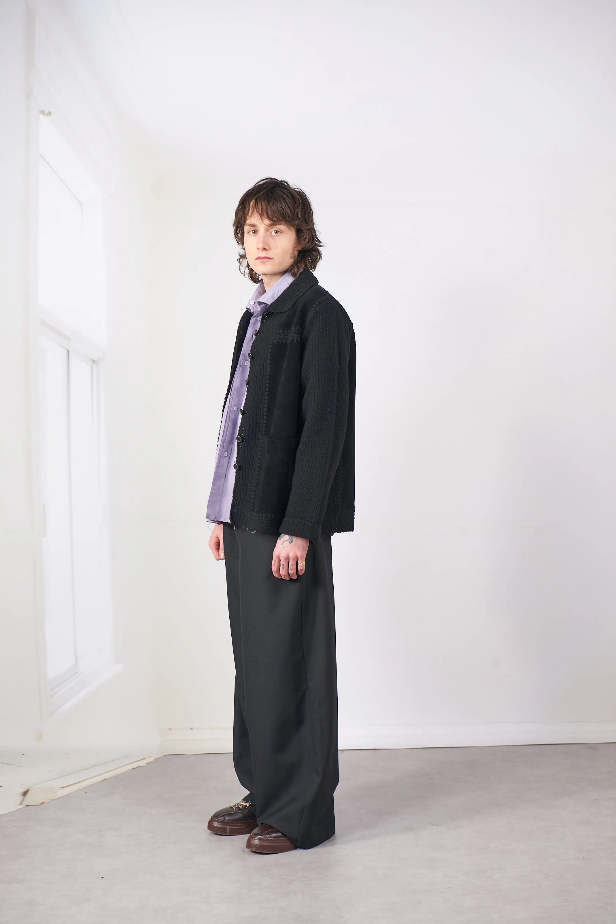 CF.20.09.07.01 CROCHET/SUEDE JACKET black sold by Camiel Fortgens product image thumbnail 4