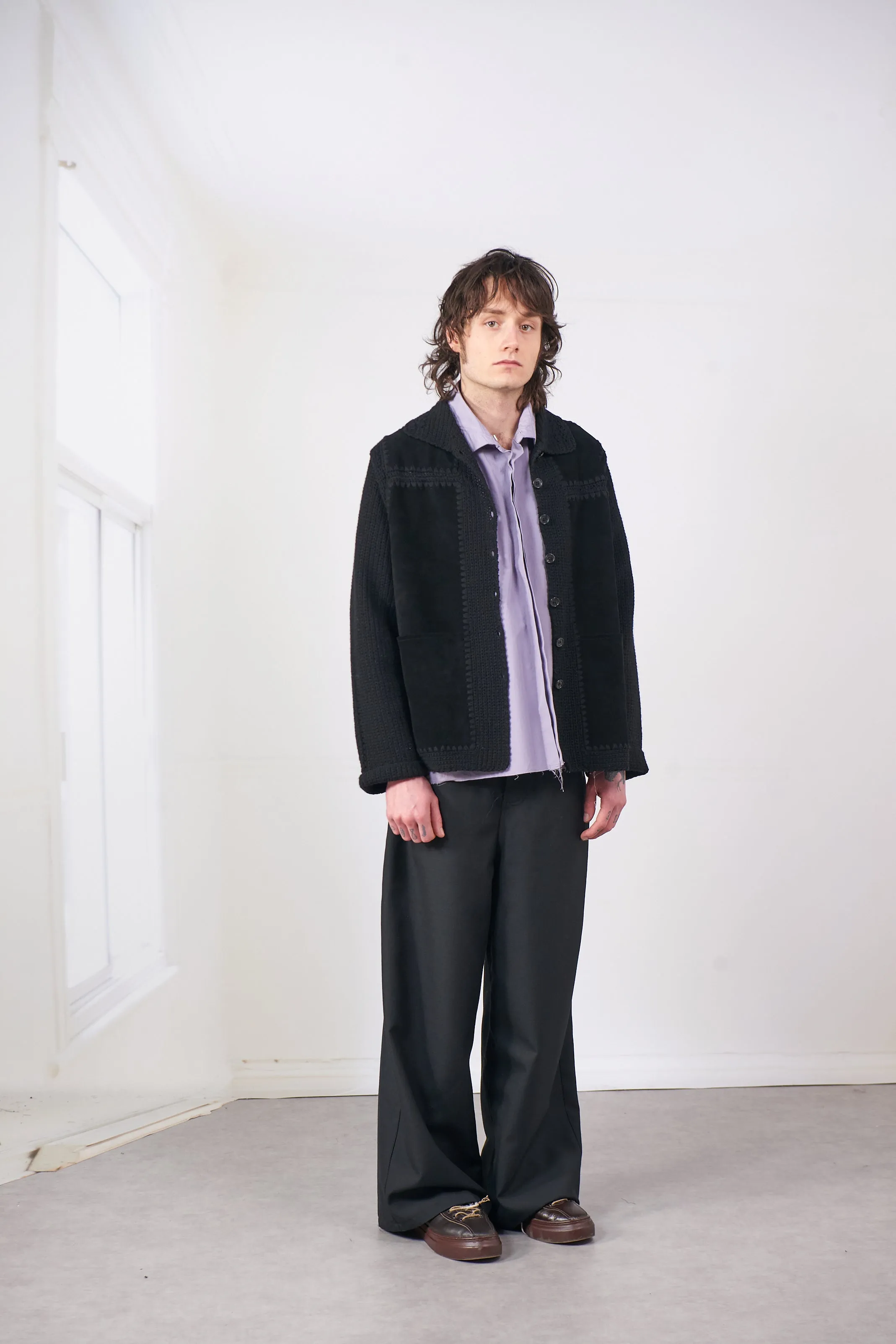 CF.20.09.07.01 CROCHET/SUEDE JACKET black sold by Camiel Fortgens product image thumbnail 3