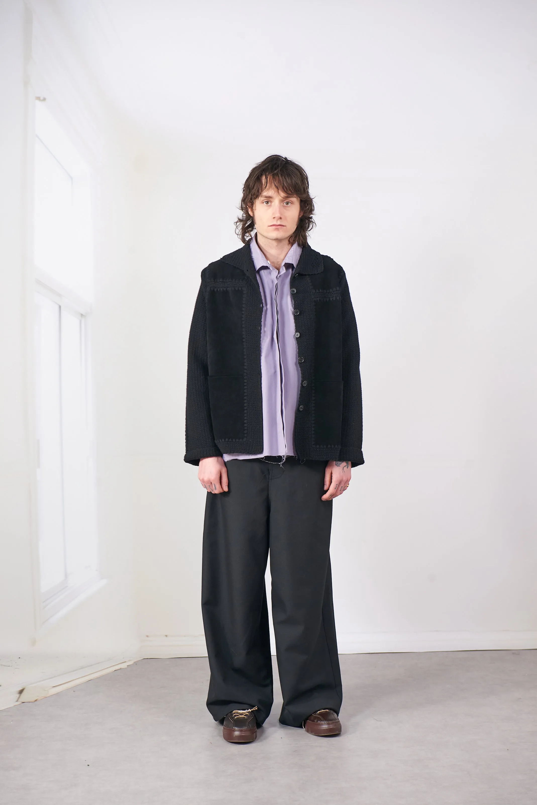 CF.20.09.07.01 CROCHET/SUEDE JACKET black sold by Camiel Fortgens