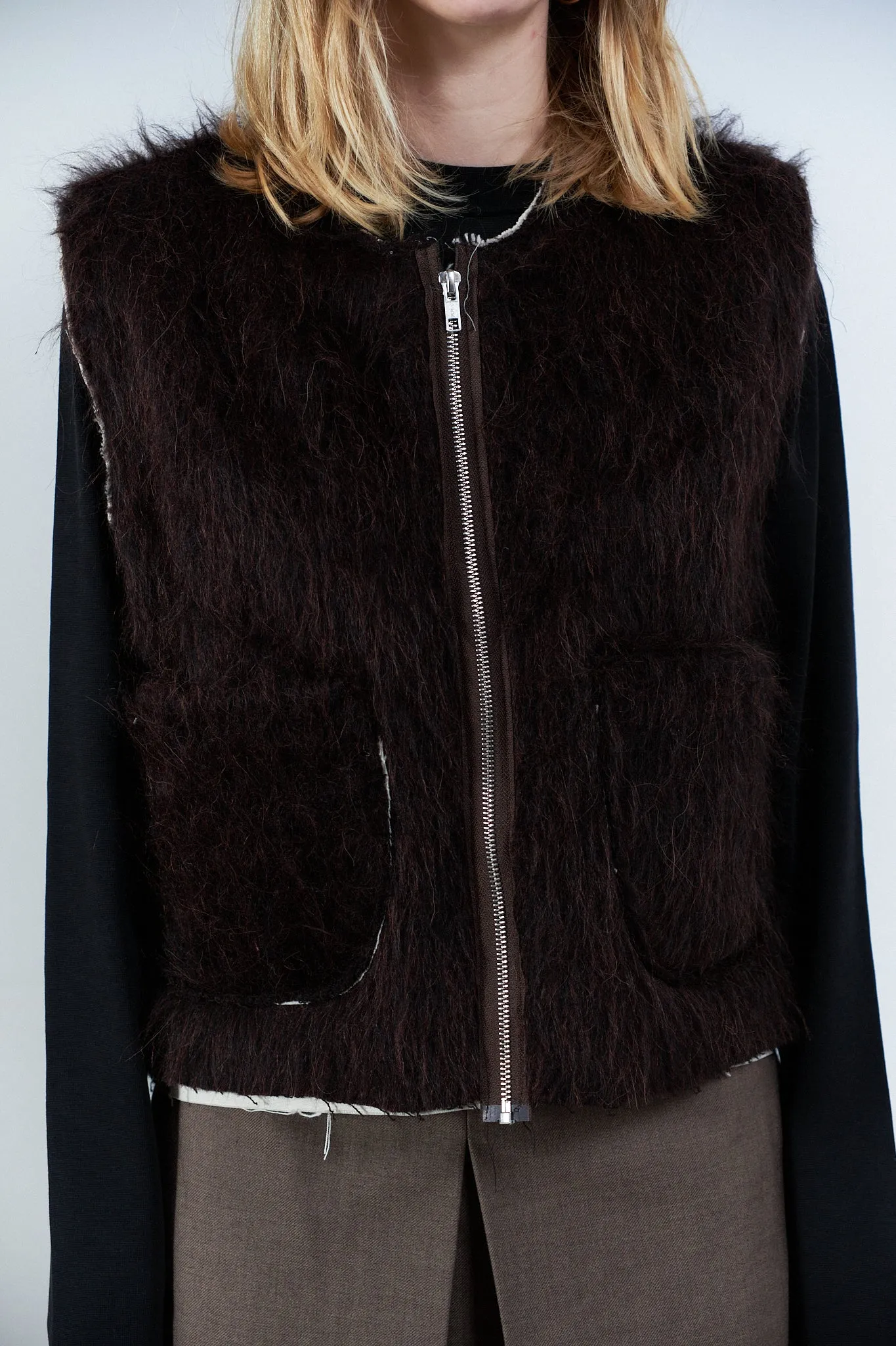 CF.20.05.01.01 SQUARE ZIP VEST brown sold by Camiel Fortgens