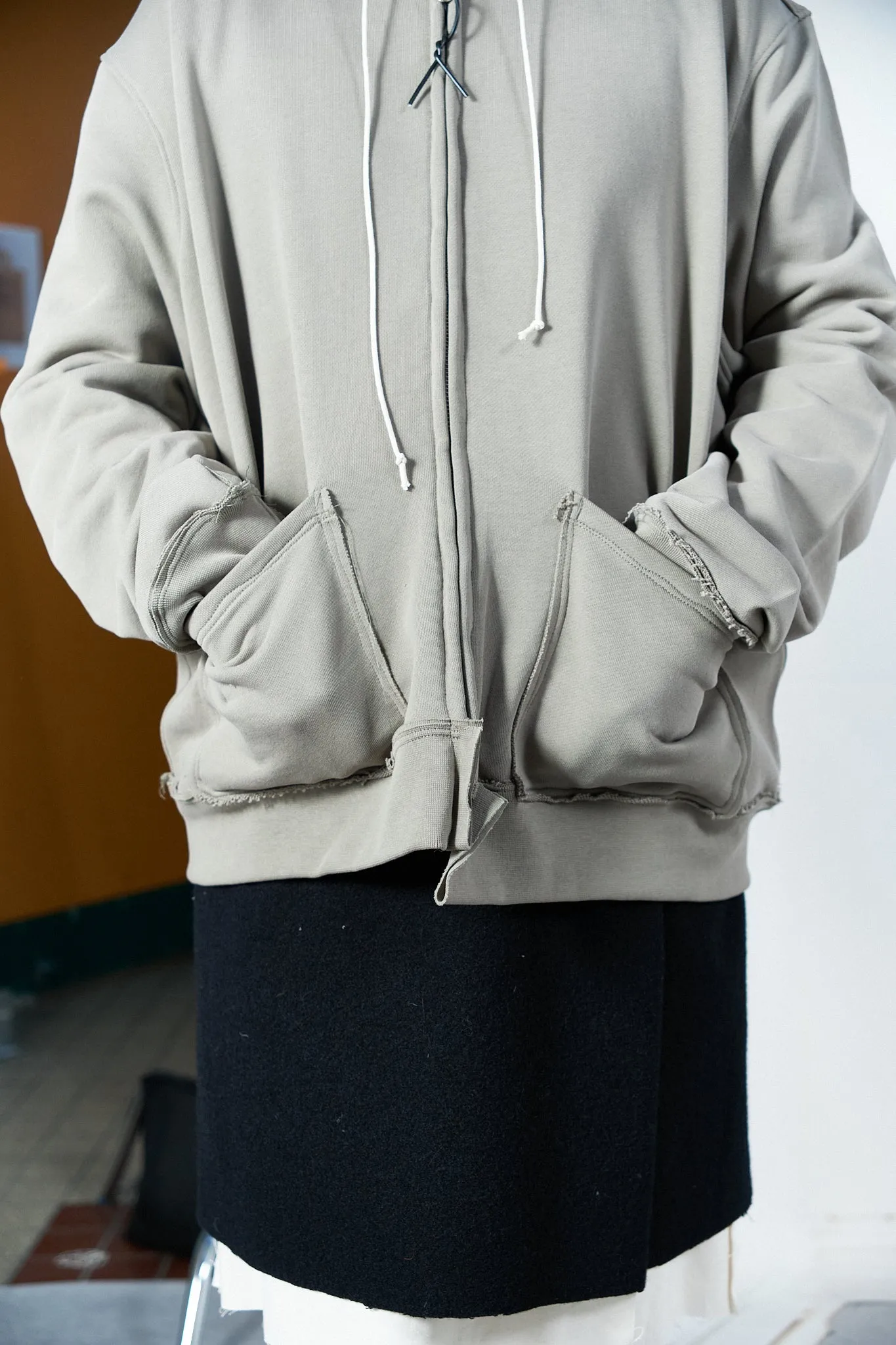 CF.20.02.01.01 FITTED ZIP HOODIE taupe sold by Camiel Fortgens