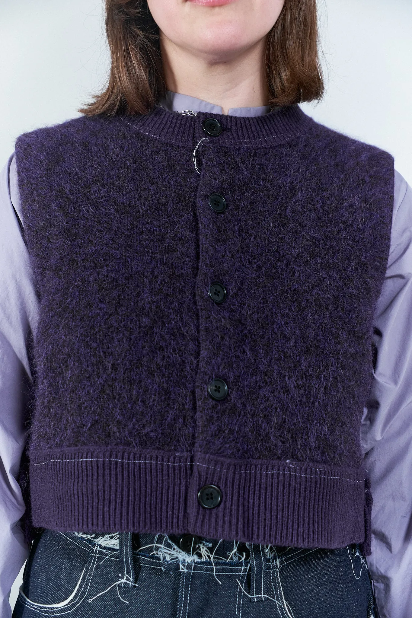 CF.20.03.05.01 HAIRY CROPPED VEST purple sold by Camiel Fortgens