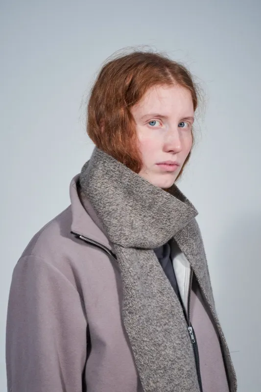 CF.22.11.05.03 HEAVY KNIT SCARF heavy rib melange brown made by Camiel Fortgens