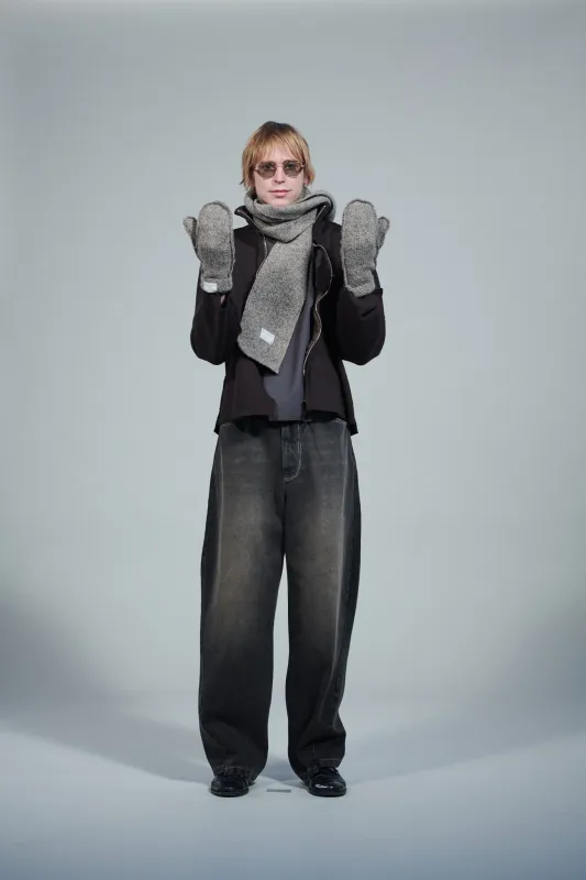 CF.22.11.04.03 HEAVY KNIT MITTENS heavy rib melange brown made by Camiel Fortgens