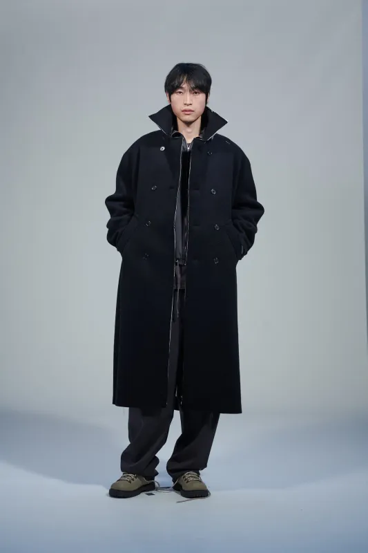 CF.22.10.07.03 PEACOAT LONG wool felt black sold by Camiel Fortgens